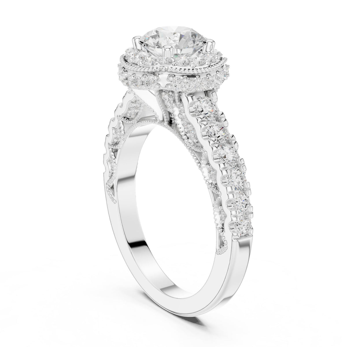 Round Halo Lab Grown Diamond Engagement Ring