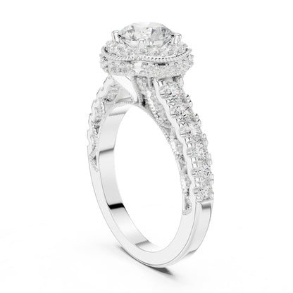 Round Halo Lab Grown Diamond Engagement Ring