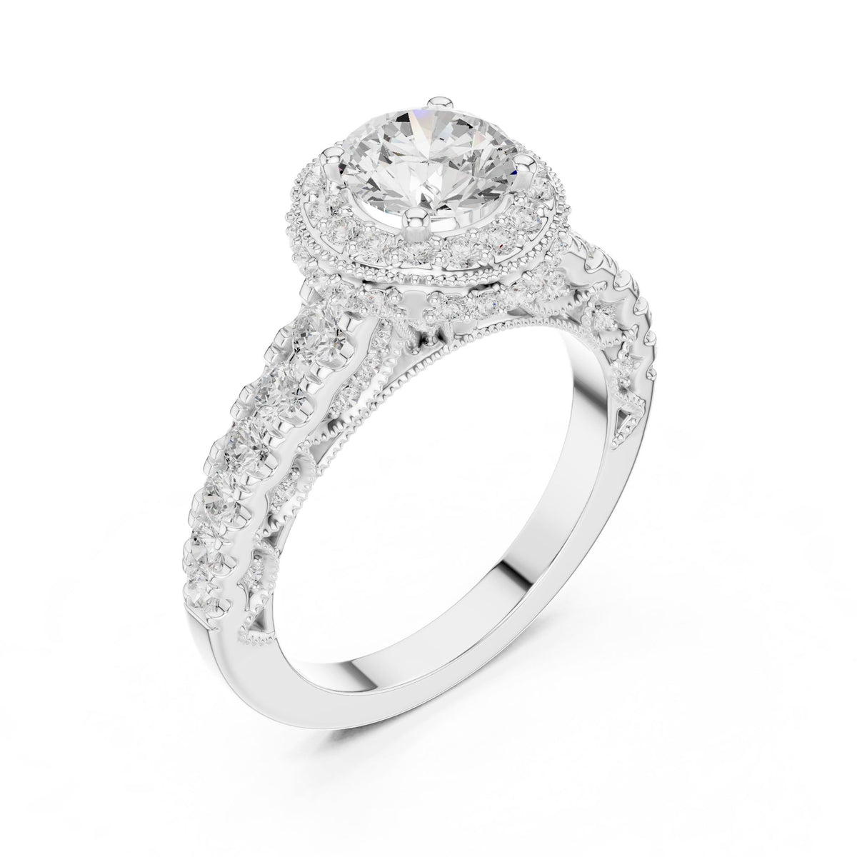 Round Halo Lab Grown Diamond Engagement Ring