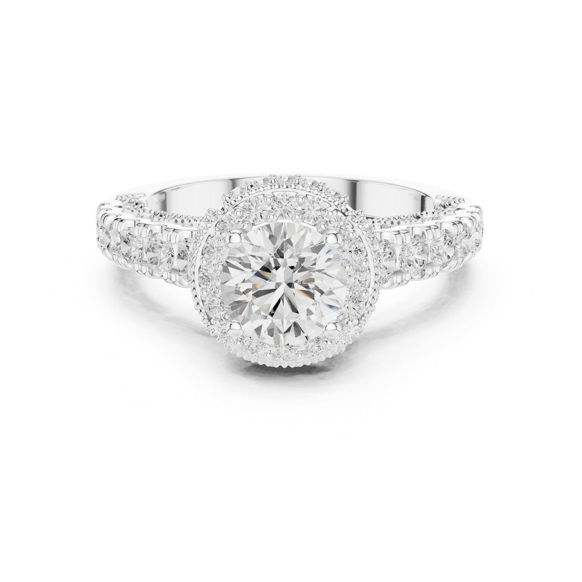 Round Halo Lab Grown Diamond Engagement Ring