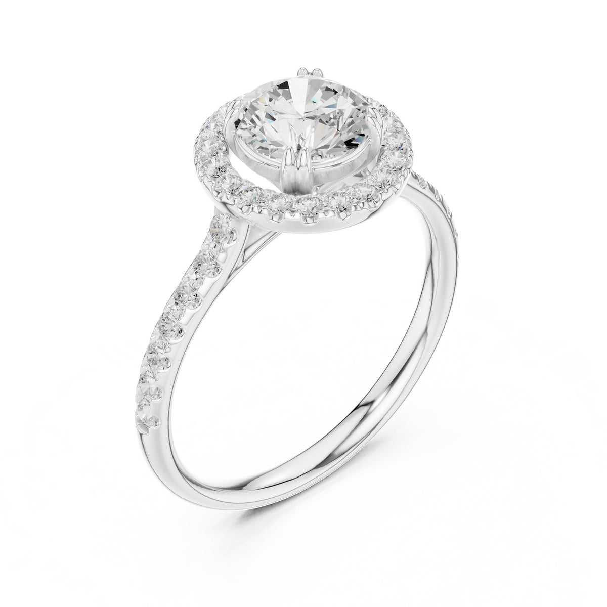 Round Halo Lab Grown Diamond Engagement Ring