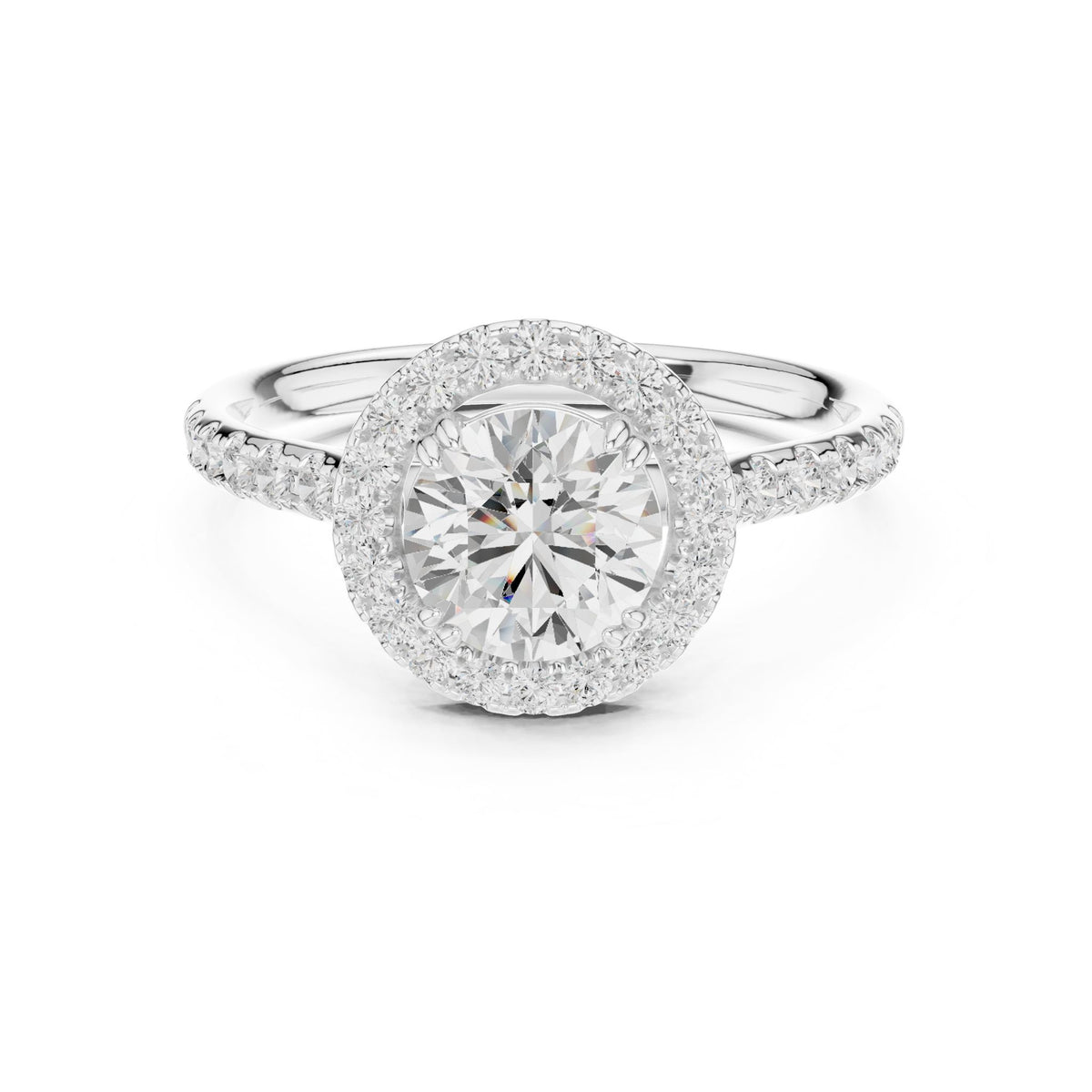 Round Halo Lab Grown Diamond Engagement Ring