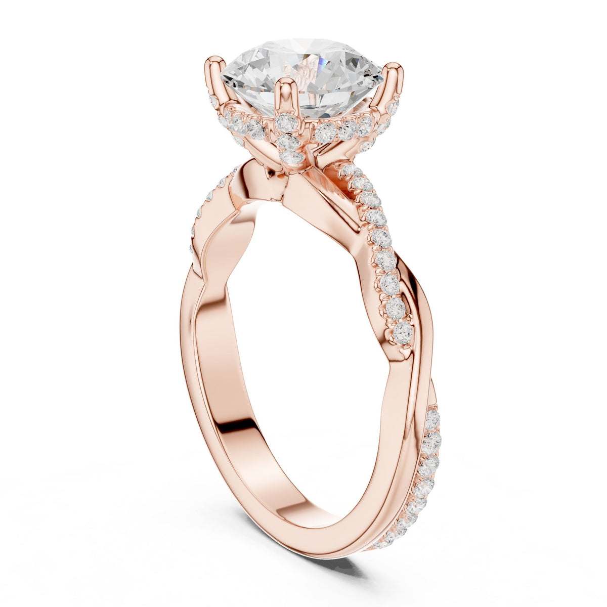 Round Hidden Halo Lab Grown Diamond Engagement Ring