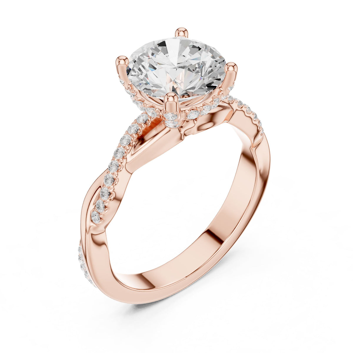 Round Hidden Halo Lab Grown Diamond Engagement Ring