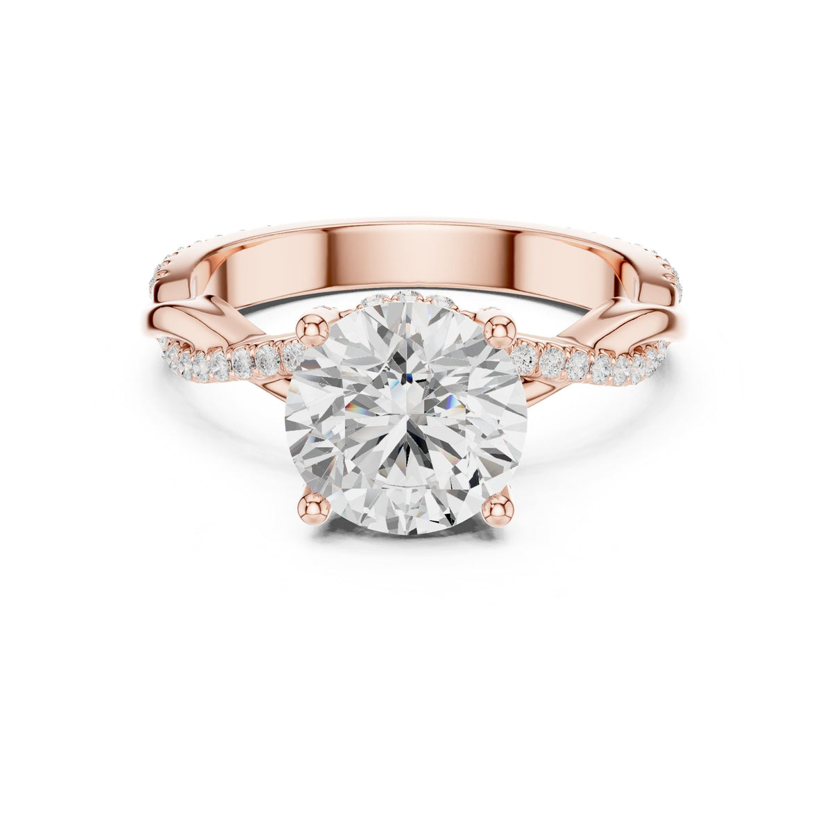 Round Hidden Halo Lab Grown Diamond Engagement Ring