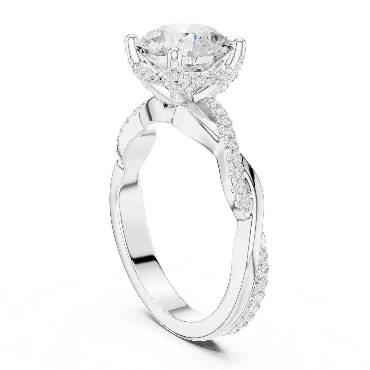 Round Hidden Halo Lab Grown Diamond Engagement Ring