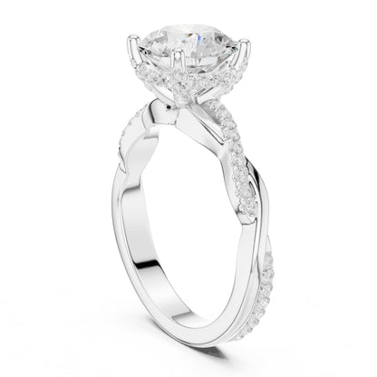 Round Hidden Halo Lab Grown Diamond Engagement Ring