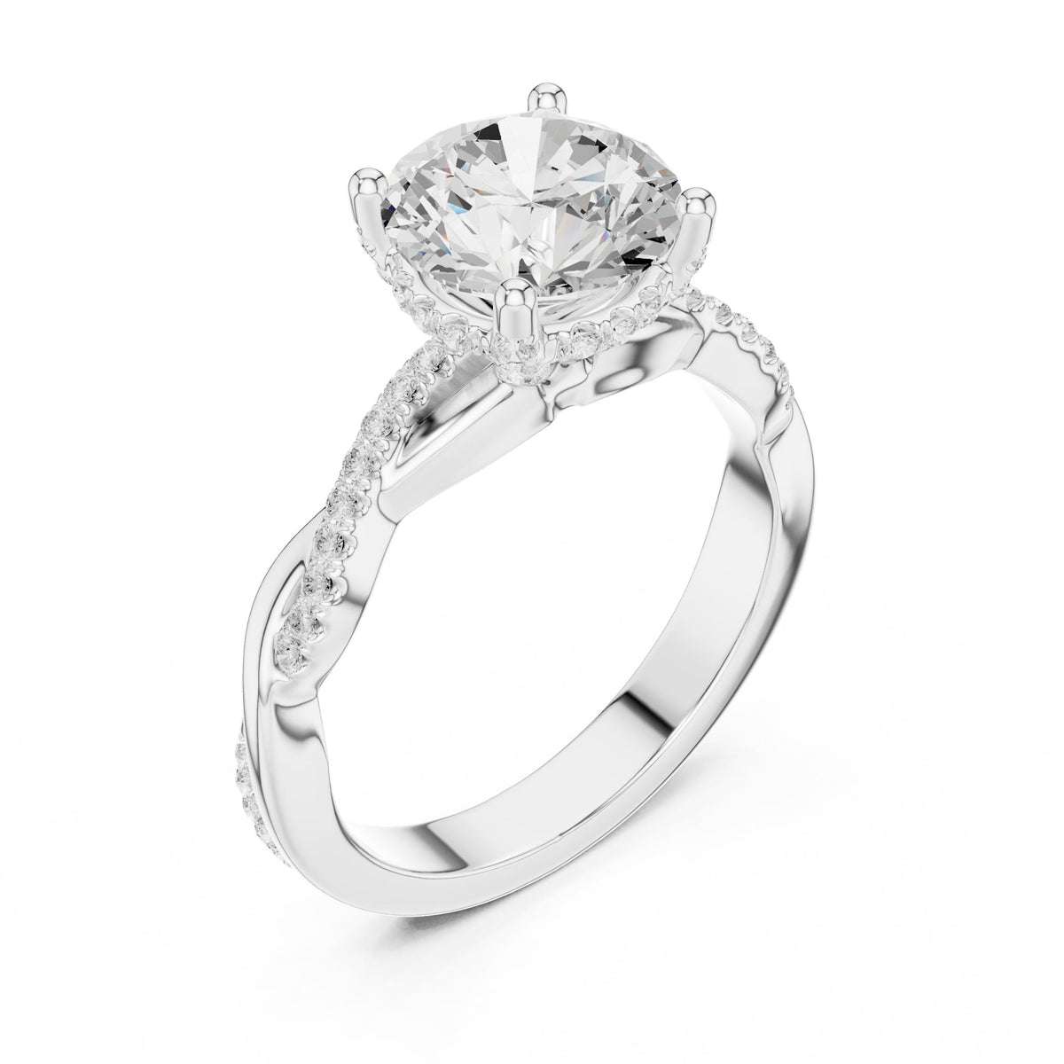 Round Hidden Halo Lab Grown Diamond Engagement Ring