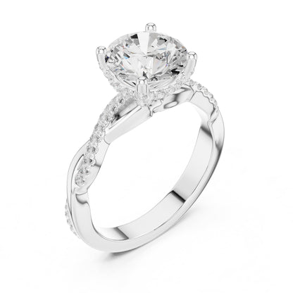 Round Hidden Halo Lab Grown Diamond Engagement Ring