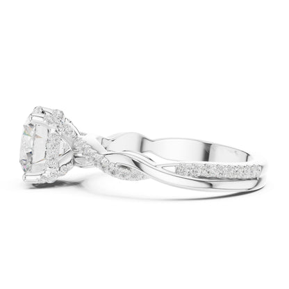 Round Hidden Halo Lab Grown Diamond Engagement Ring