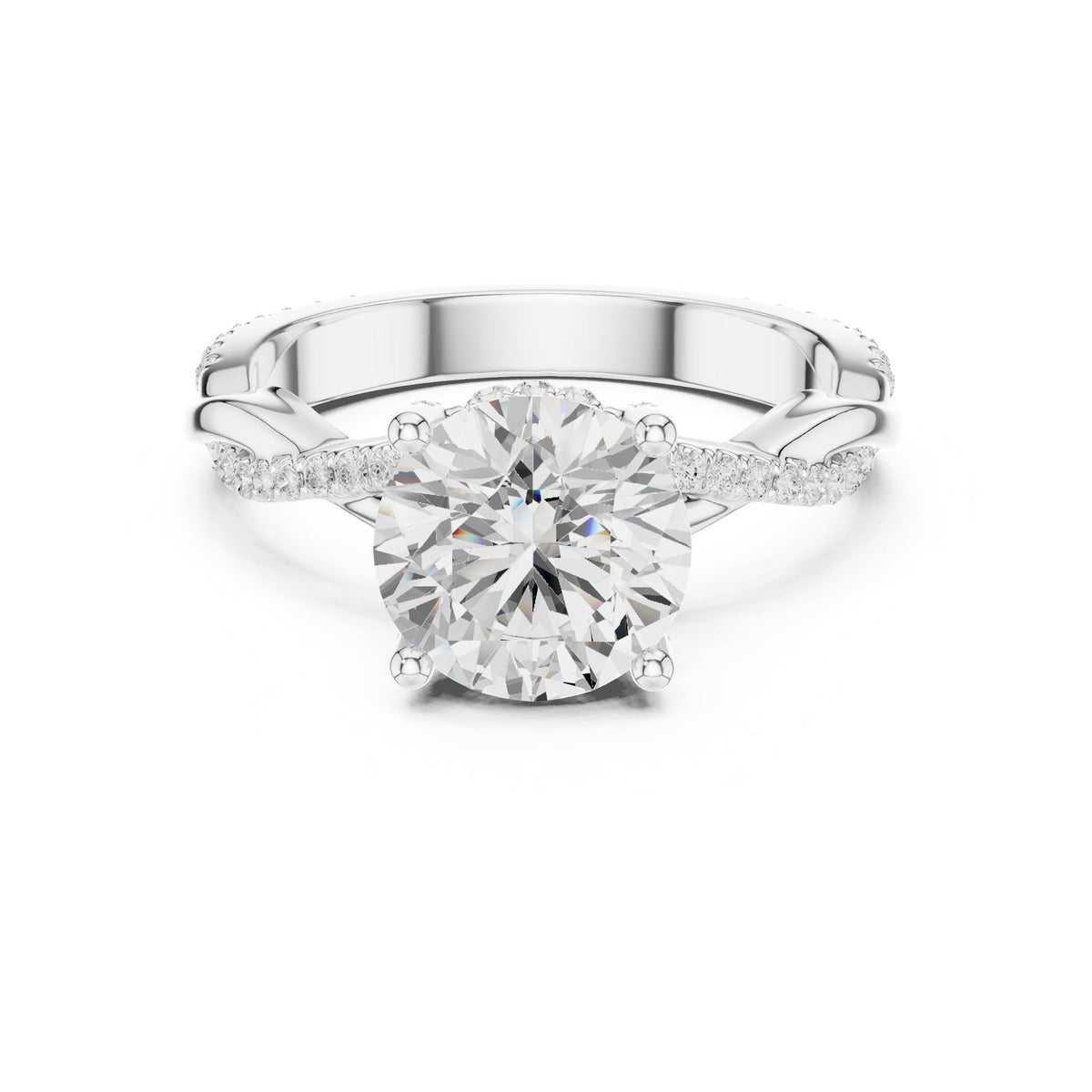 Round Hidden Halo Lab Grown Diamond Engagement Ring