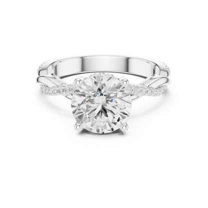 Round Hidden Halo Lab Grown Diamond Engagement Ring