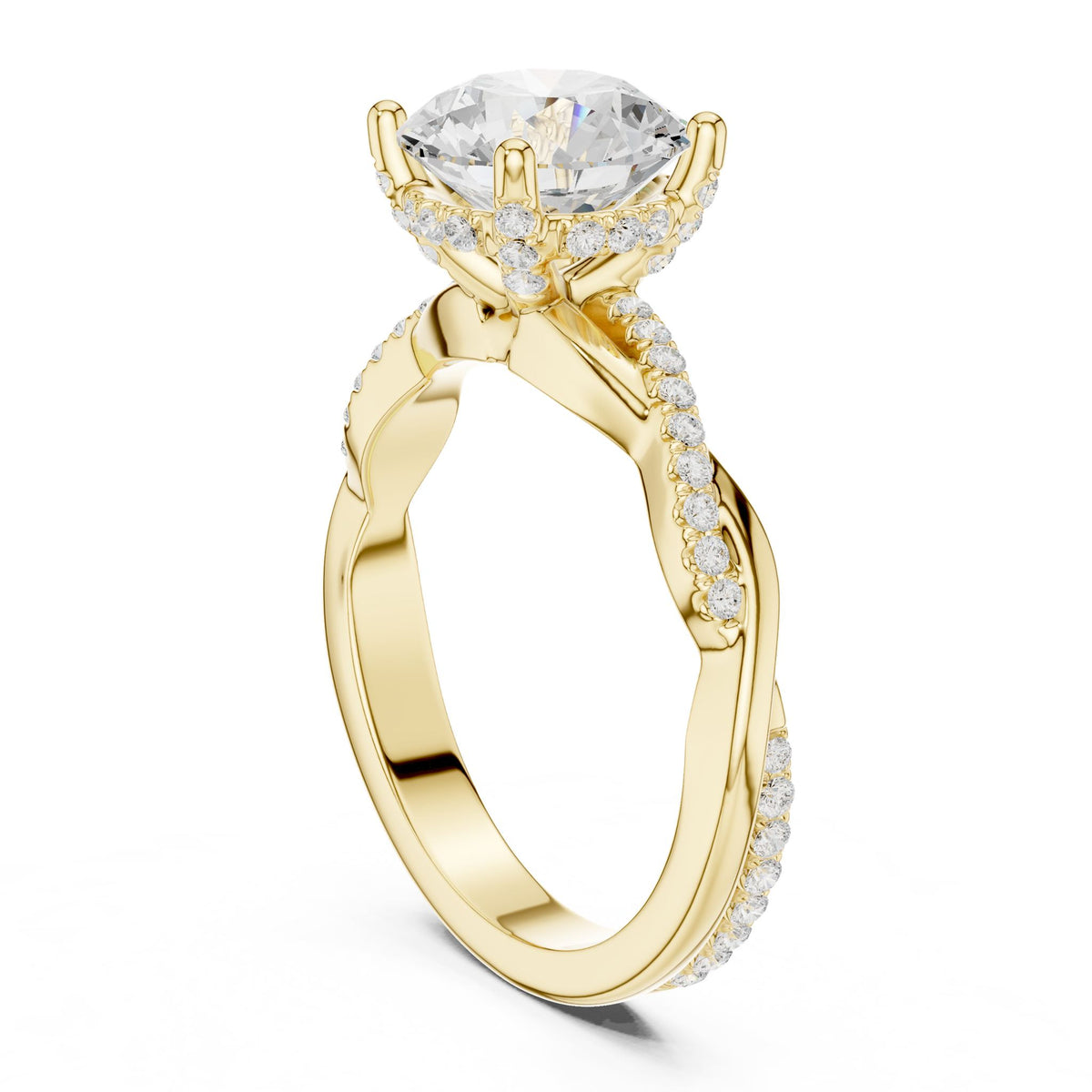 Round Hidden Halo Lab Grown Diamond Engagement Ring