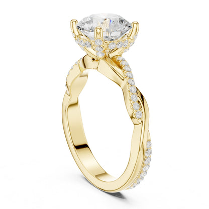 Round Hidden Halo Lab Grown Diamond Engagement Ring
