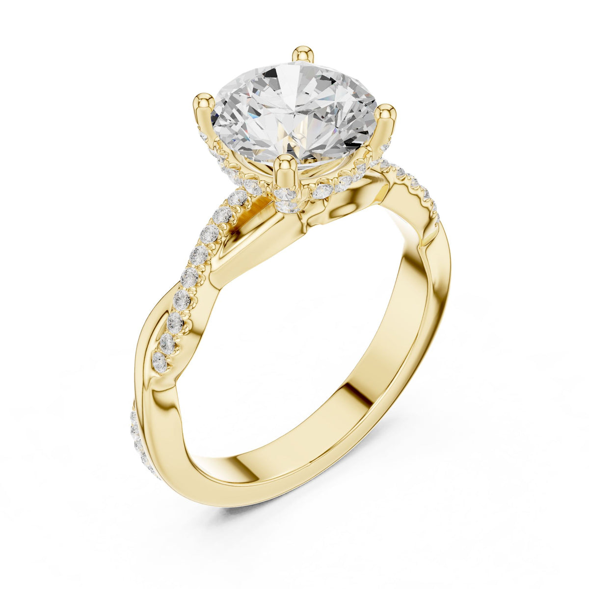 Round Hidden Halo Lab Grown Diamond Engagement Ring