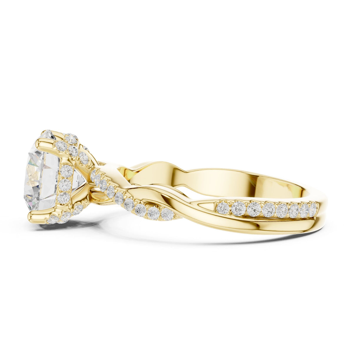 Round Hidden Halo Lab Grown Diamond Engagement Ring