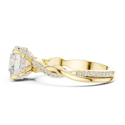 Round Hidden Halo Lab Grown Diamond Engagement Ring
