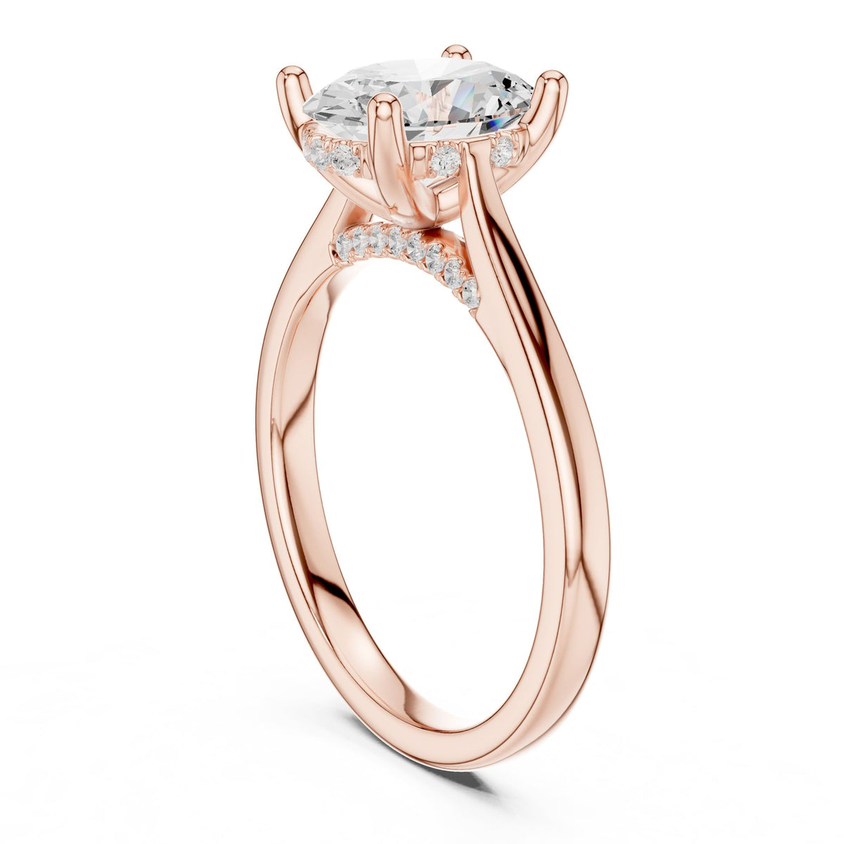 Round Hidden Halo Lab Grown Diamond Engagement Ring