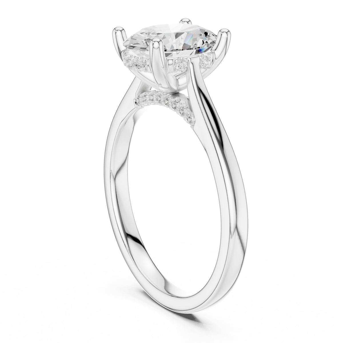 Round Hidden Halo Lab Grown Diamond Engagement Ring