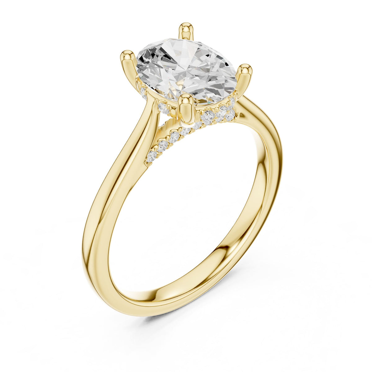 Round Hidden Halo Lab Grown Diamond Engagement Ring