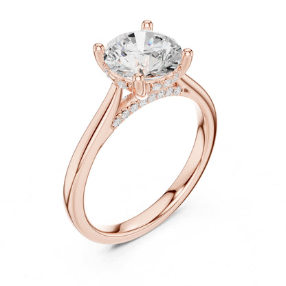 Round Hidden Halo Lab Grown Diamond Engagement Ring