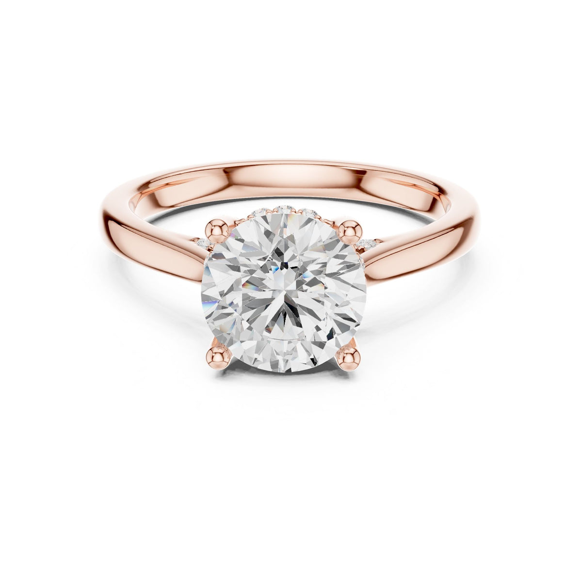 Round Hidden Halo Lab Grown Diamond Engagement Ring