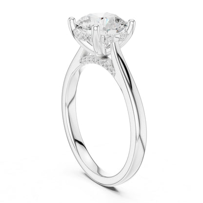 Round Hidden Halo Lab Grown Diamond Engagement Ring