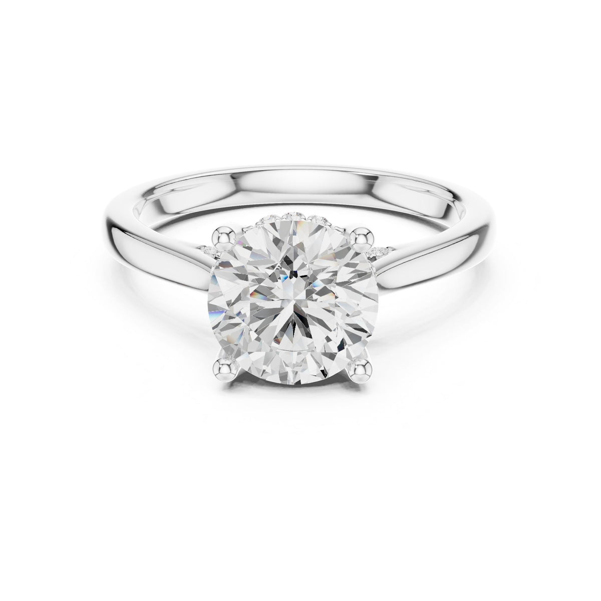 Round Hidden Halo Lab Grown Diamond Engagement Ring