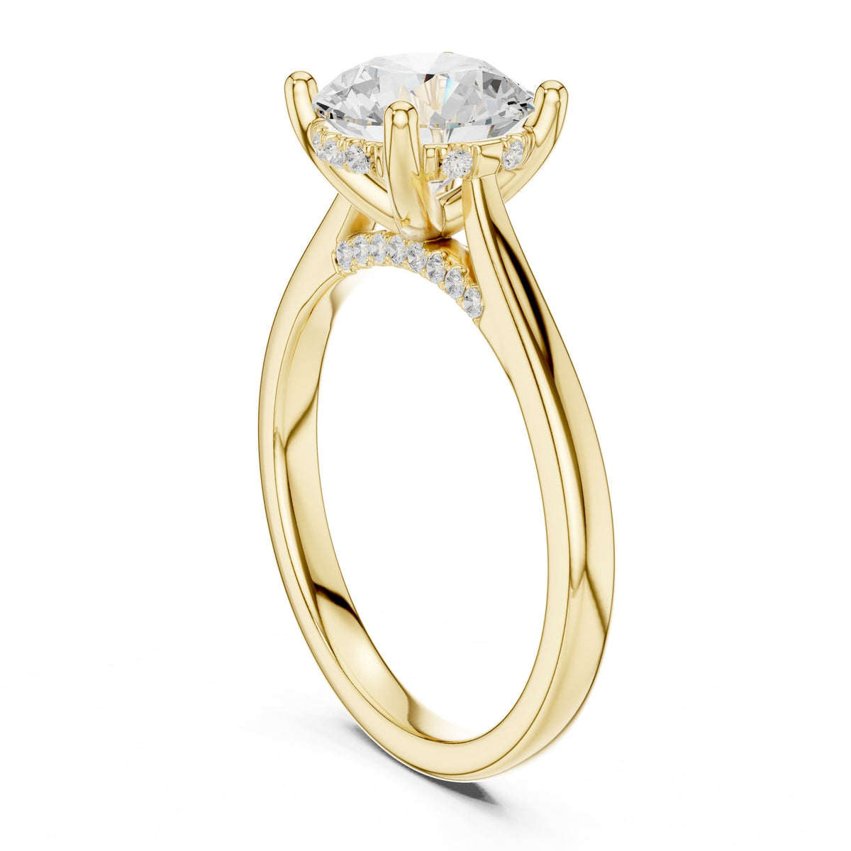 Round Hidden Halo Lab Grown Diamond Engagement Ring