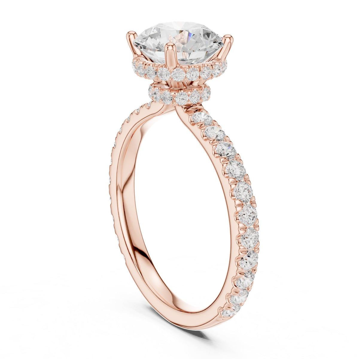 Round Hidden Halo Lab Grown Diamond Engagement Ring