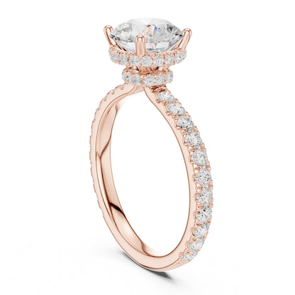 Round Hidden Halo Lab Grown Diamond Engagement Ring