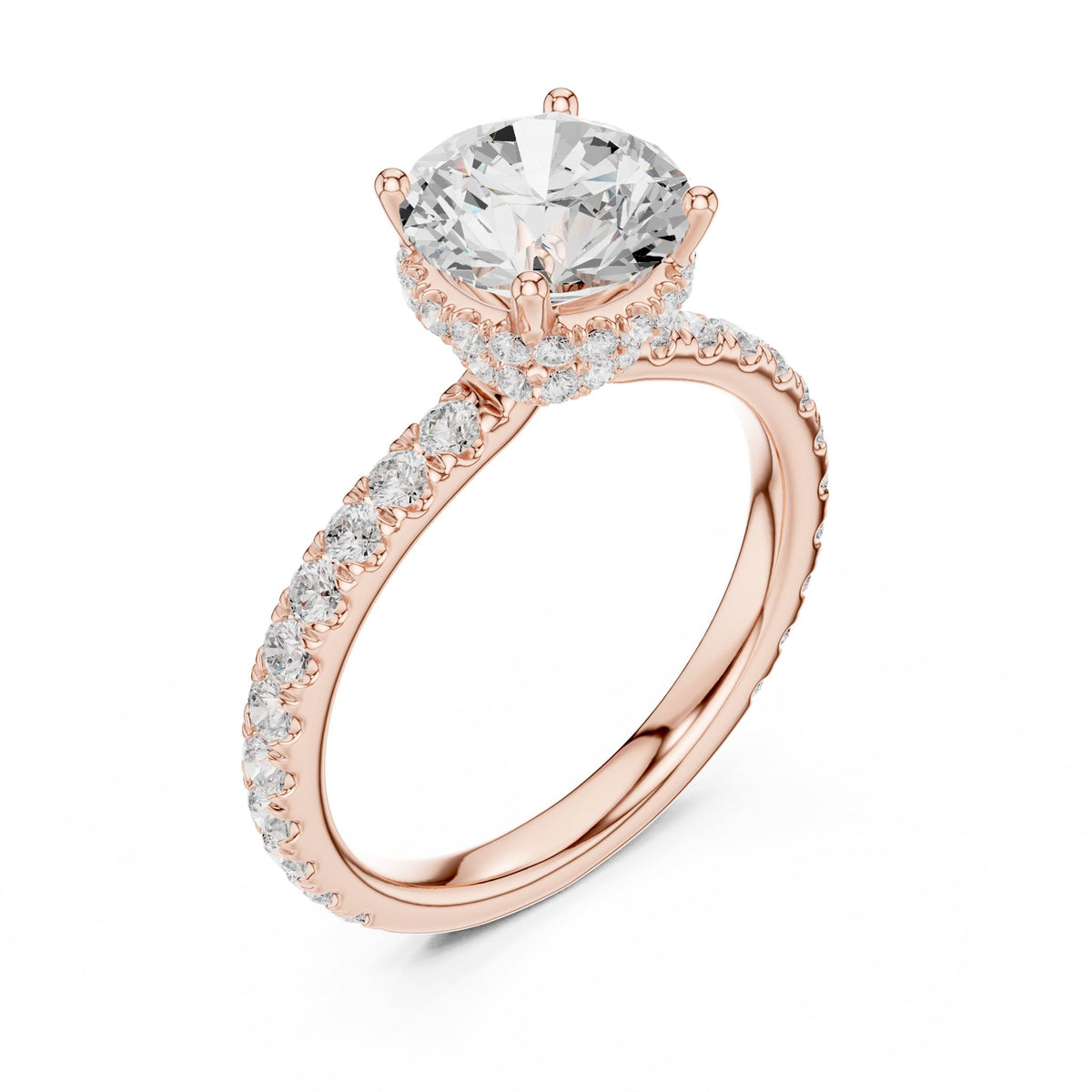Round Hidden Halo Lab Grown Diamond Engagement Ring
