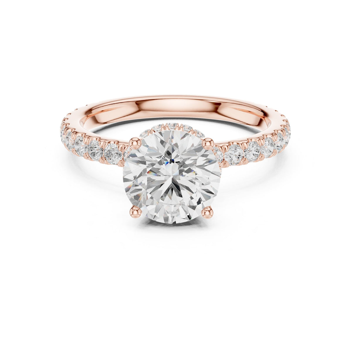 Round Hidden Halo Lab Grown Diamond Engagement Ring