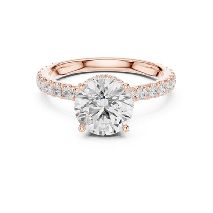 Round Hidden Halo Lab Grown Diamond Engagement Ring