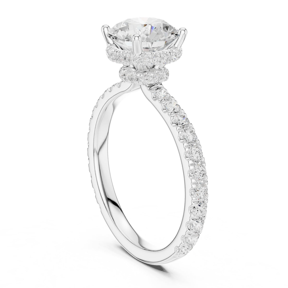 Round Hidden Halo Lab Grown Diamond Engagement Ring