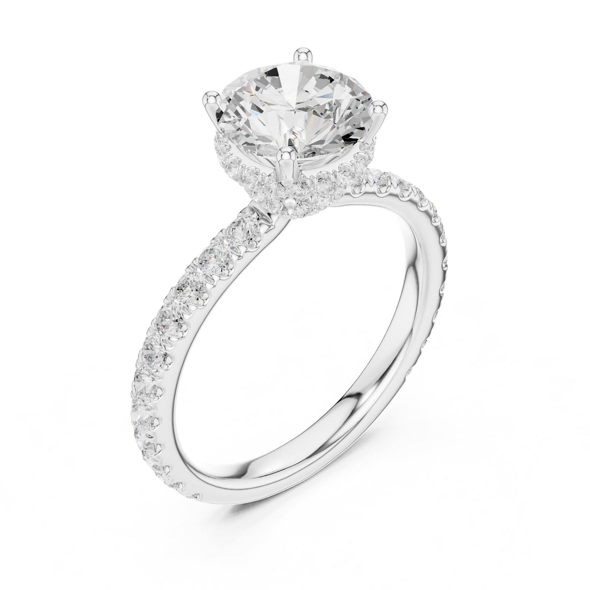 Round Hidden Halo Lab Grown Diamond Engagement Ring
