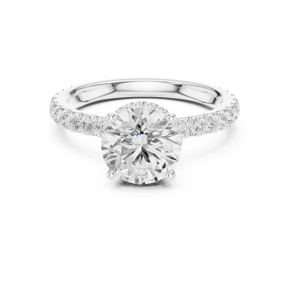 Round Hidden Halo Lab Grown Diamond Engagement Ring