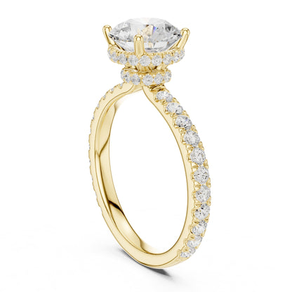 Round Hidden Halo Lab Grown Diamond Engagement Ring
