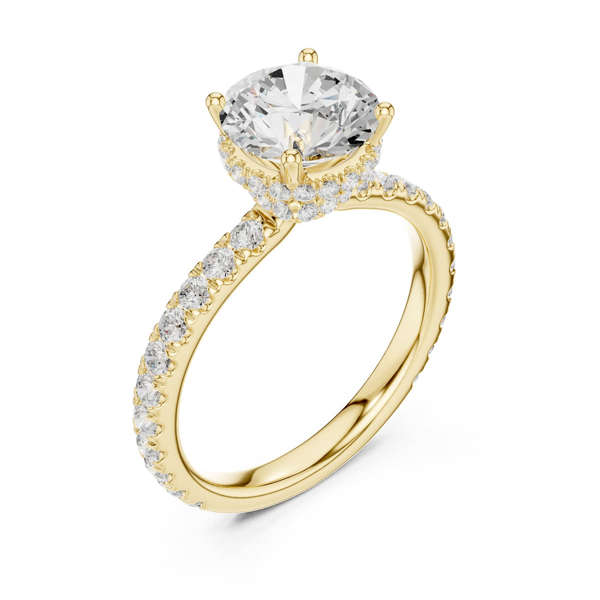 Round Hidden Halo Lab Grown Diamond Engagement Ring