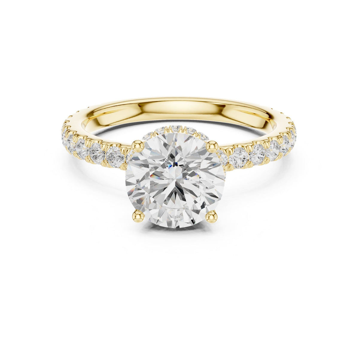 Round Hidden Halo Lab Grown Diamond Engagement Ring