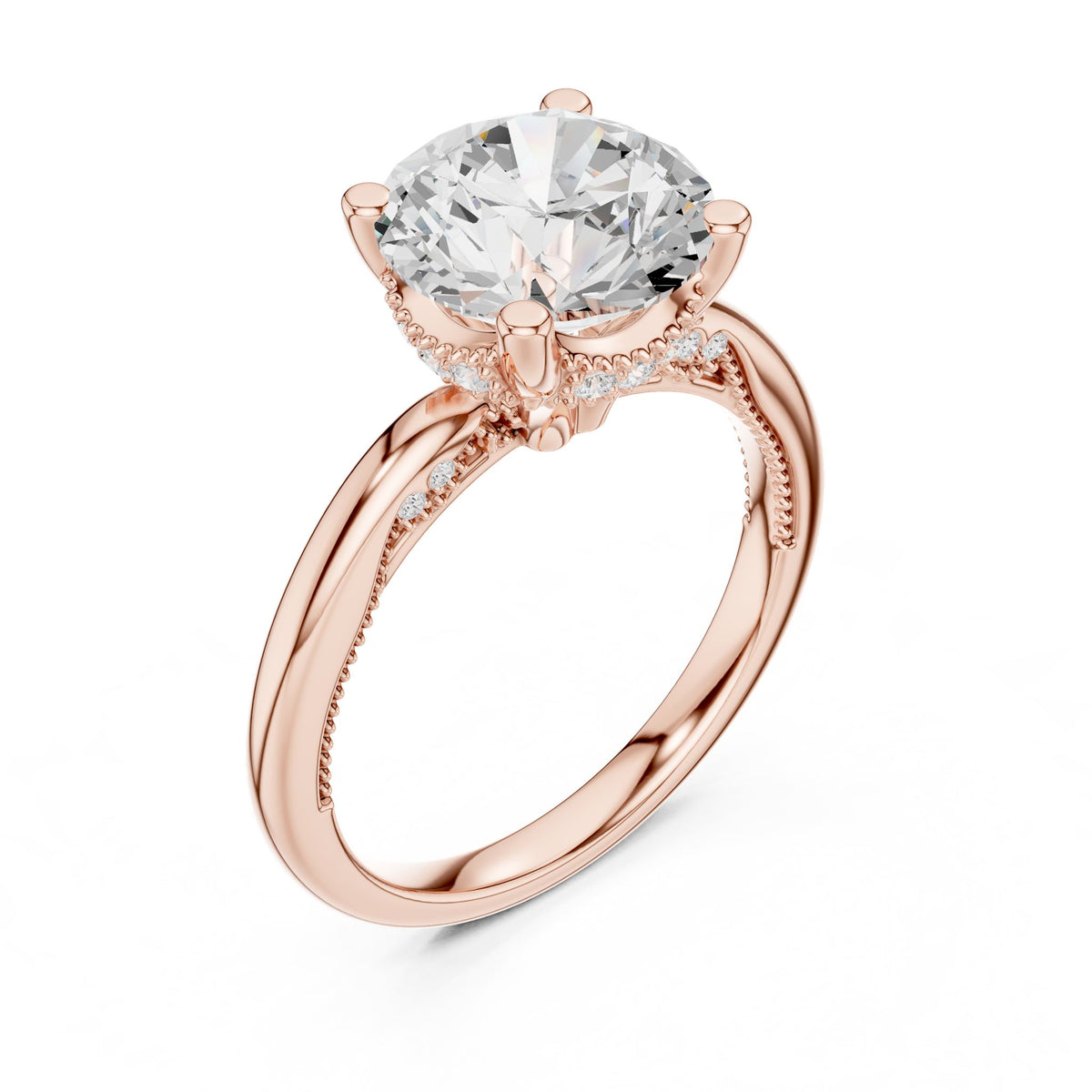 Round Hidden Halo Lab Grown Diamond Engagement Ring