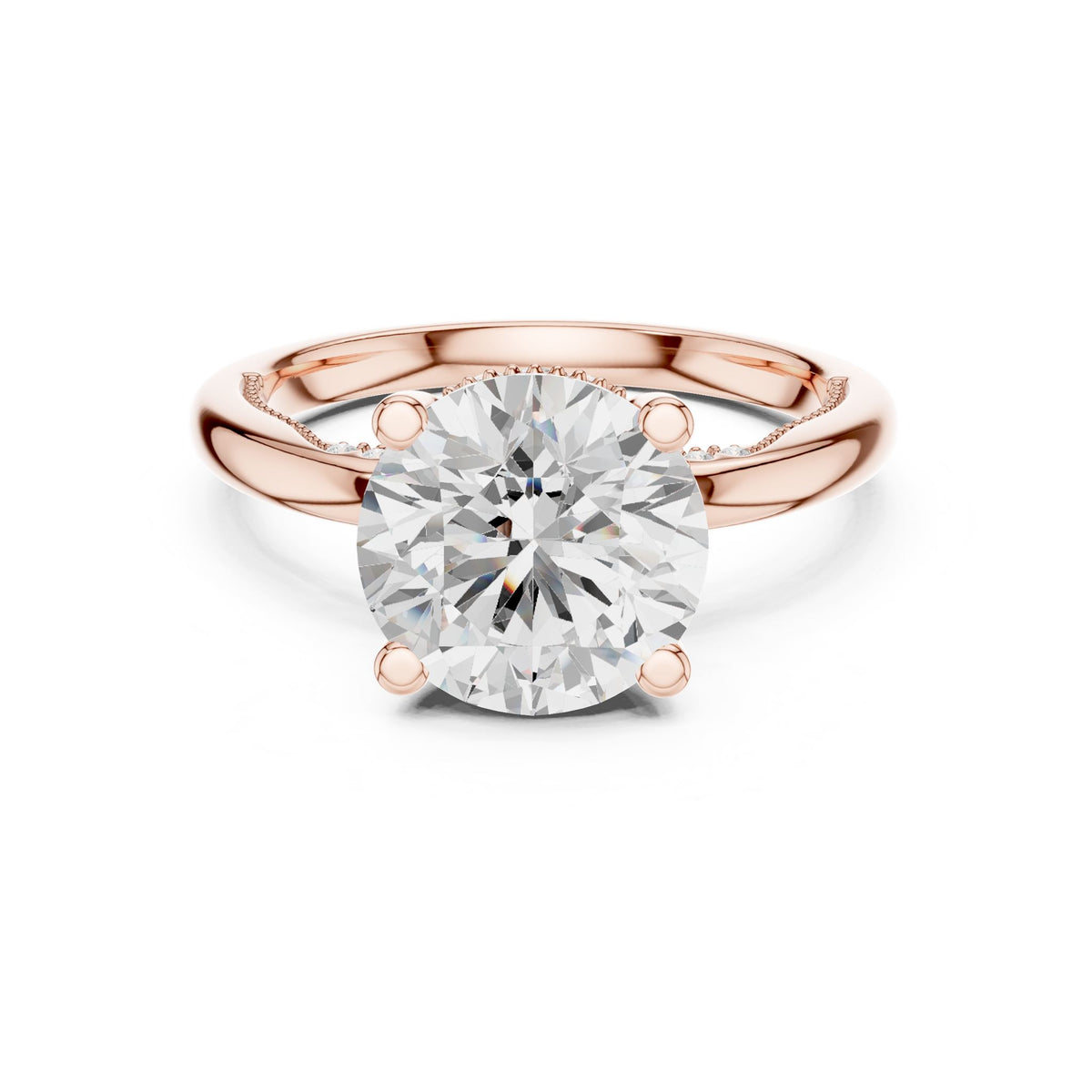 Round Hidden Halo Lab Grown Diamond Engagement Ring