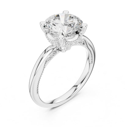 Round Hidden Halo Lab Grown Diamond Engagement Ring