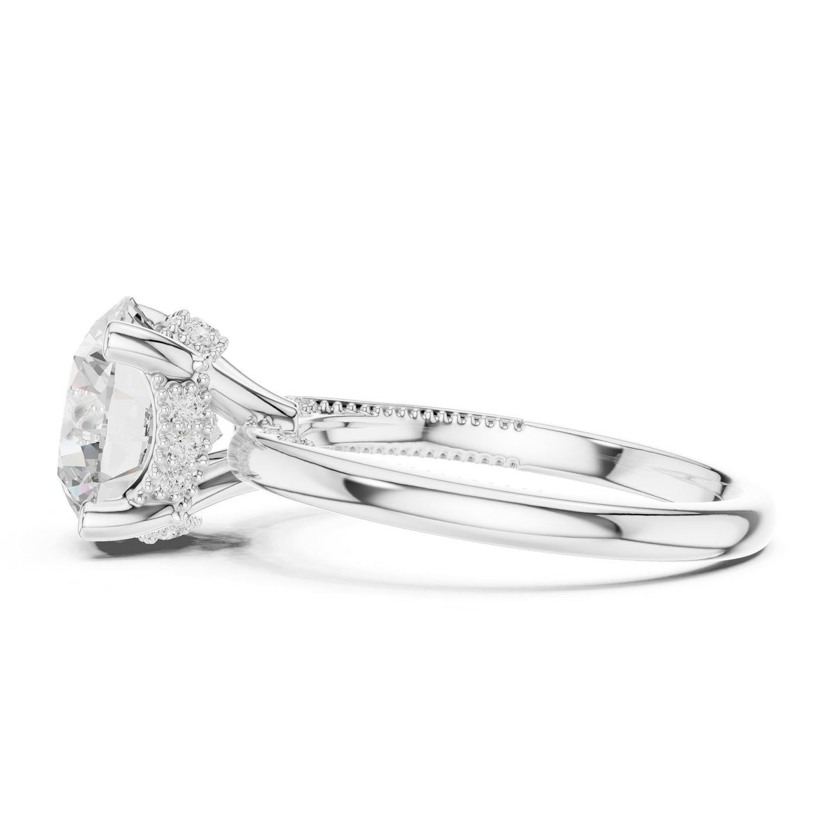 Round Hidden Halo Lab Grown Diamond Engagement Ring