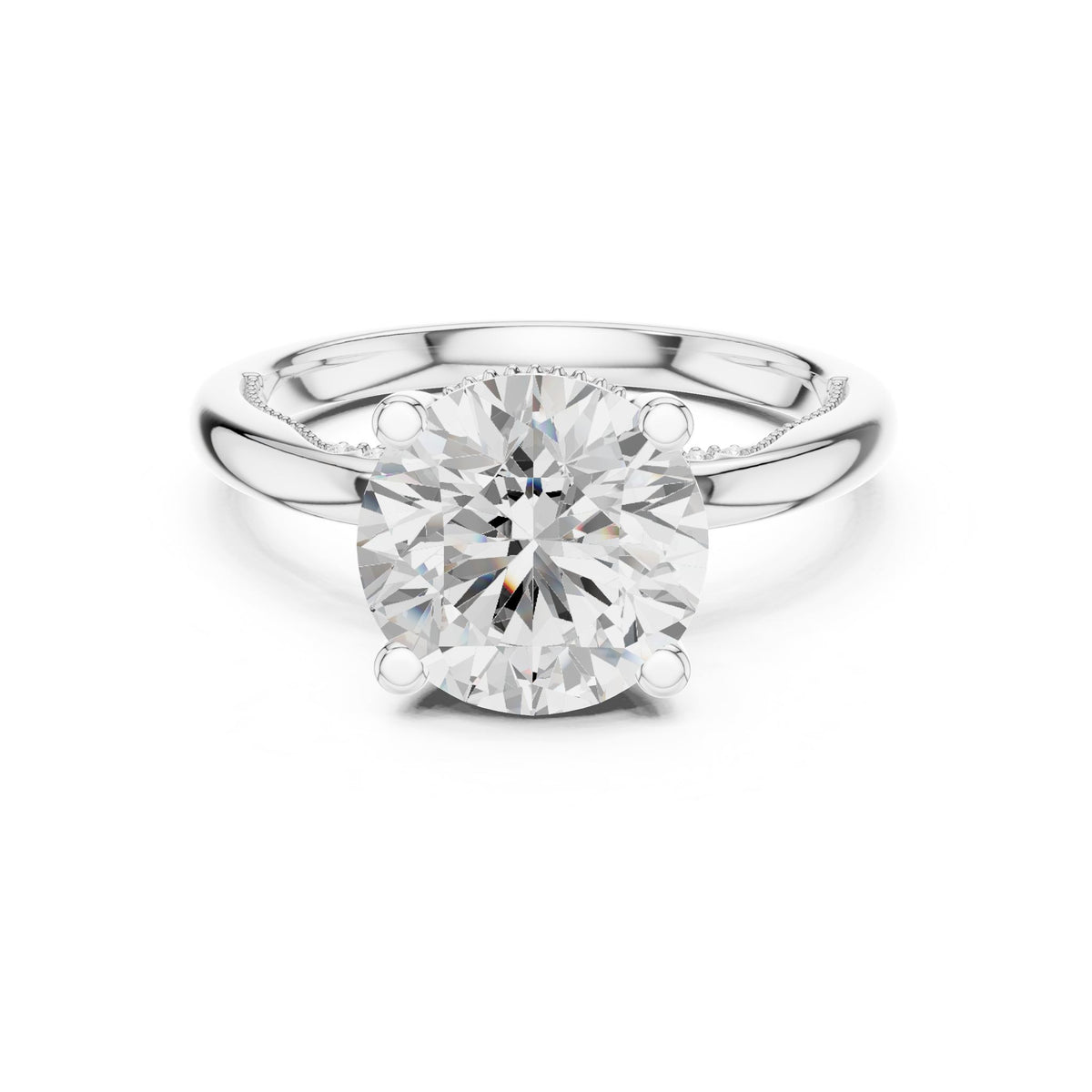 Round Hidden Halo Lab Grown Diamond Engagement Ring