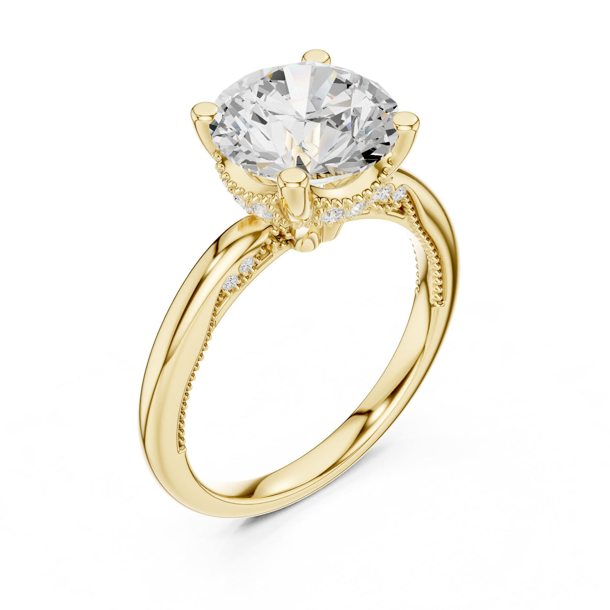 Round Hidden Halo Lab Grown Diamond Engagement Ring