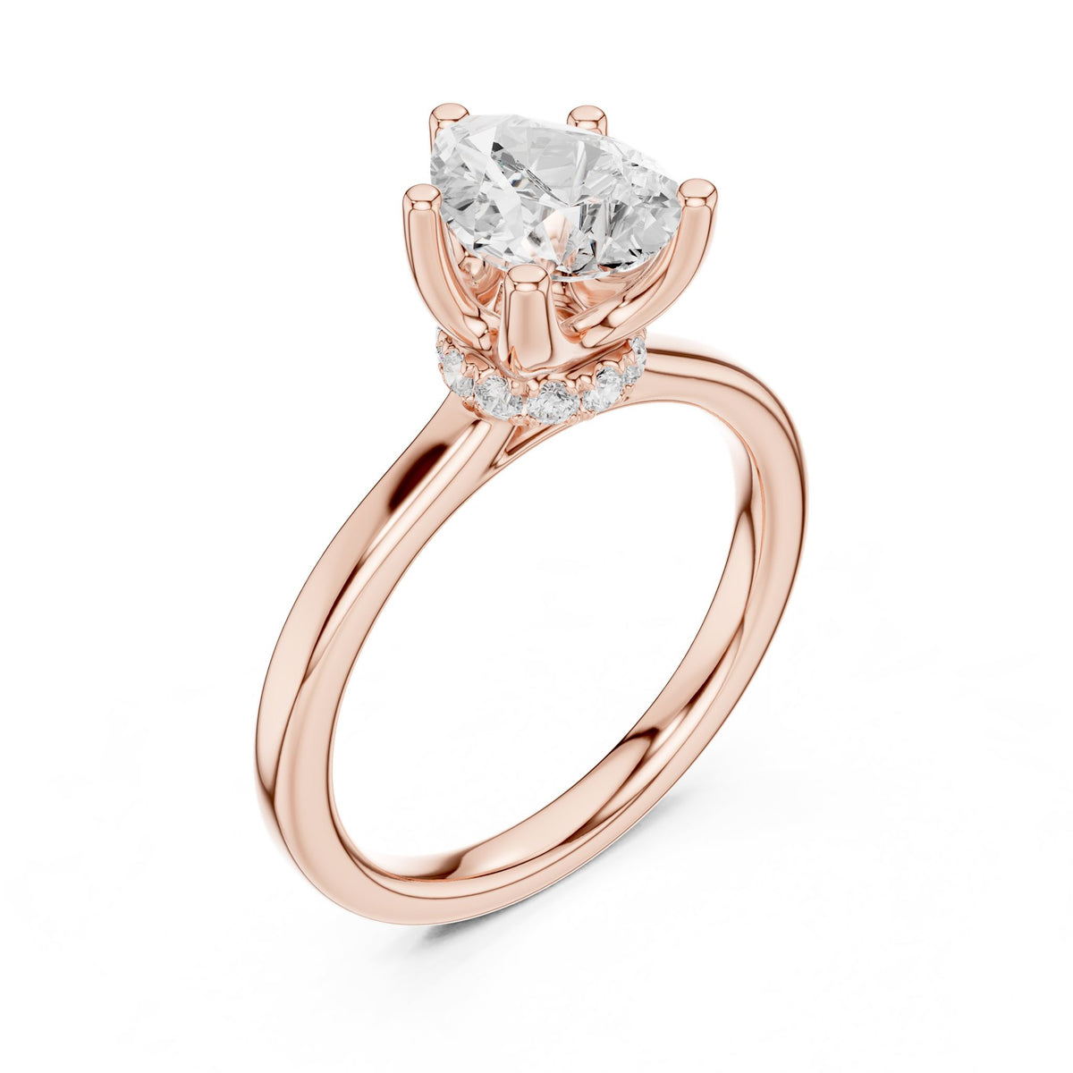 Round Hidden Halo Lab Grown Diamond Engagement Ring