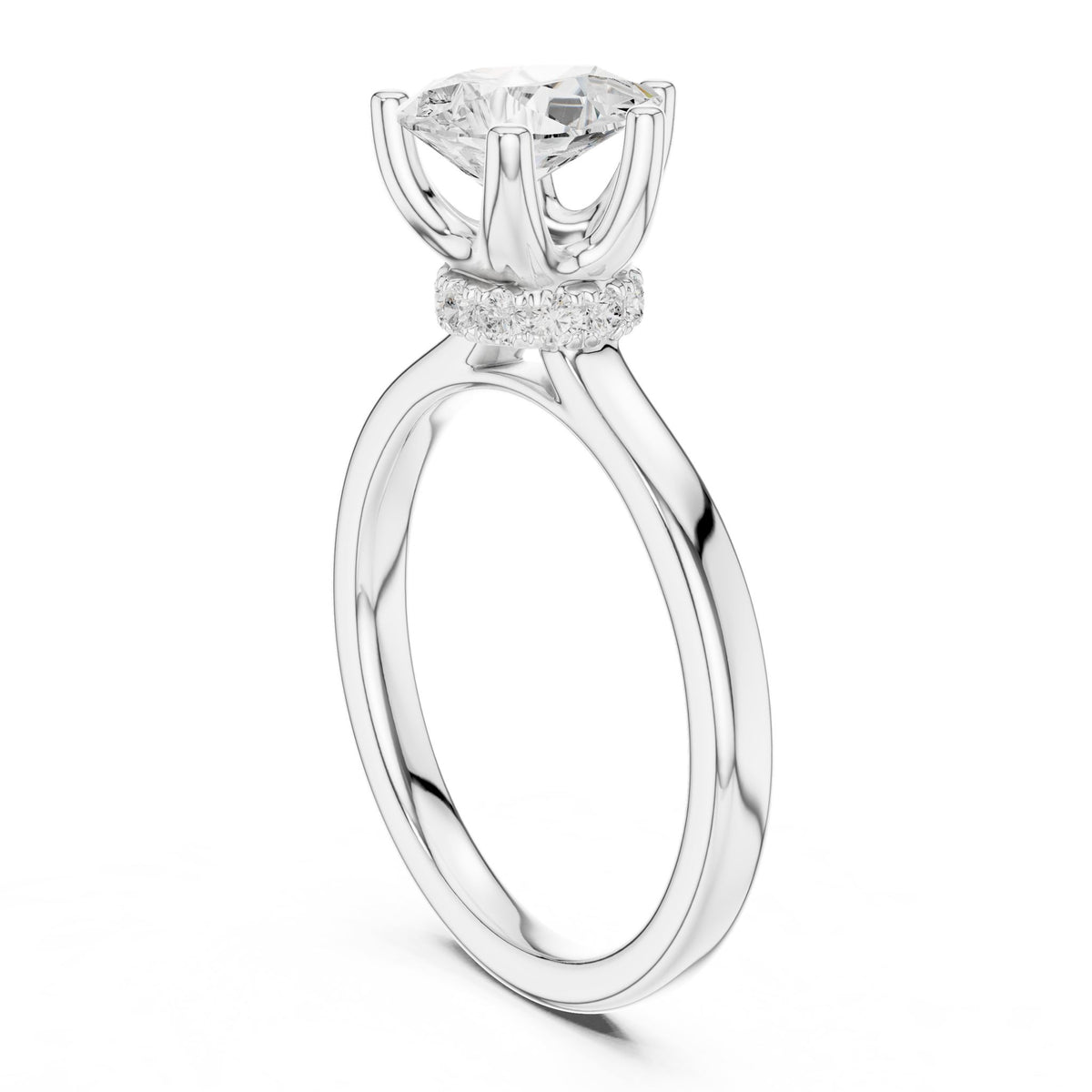 Round Hidden Halo Lab Grown Diamond Engagement Ring