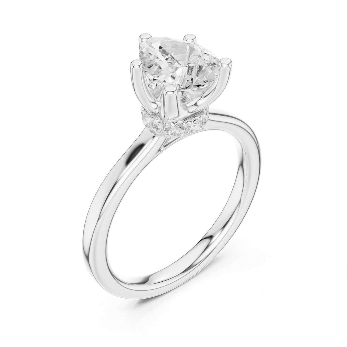 Round Hidden Halo Lab Grown Diamond Engagement Ring