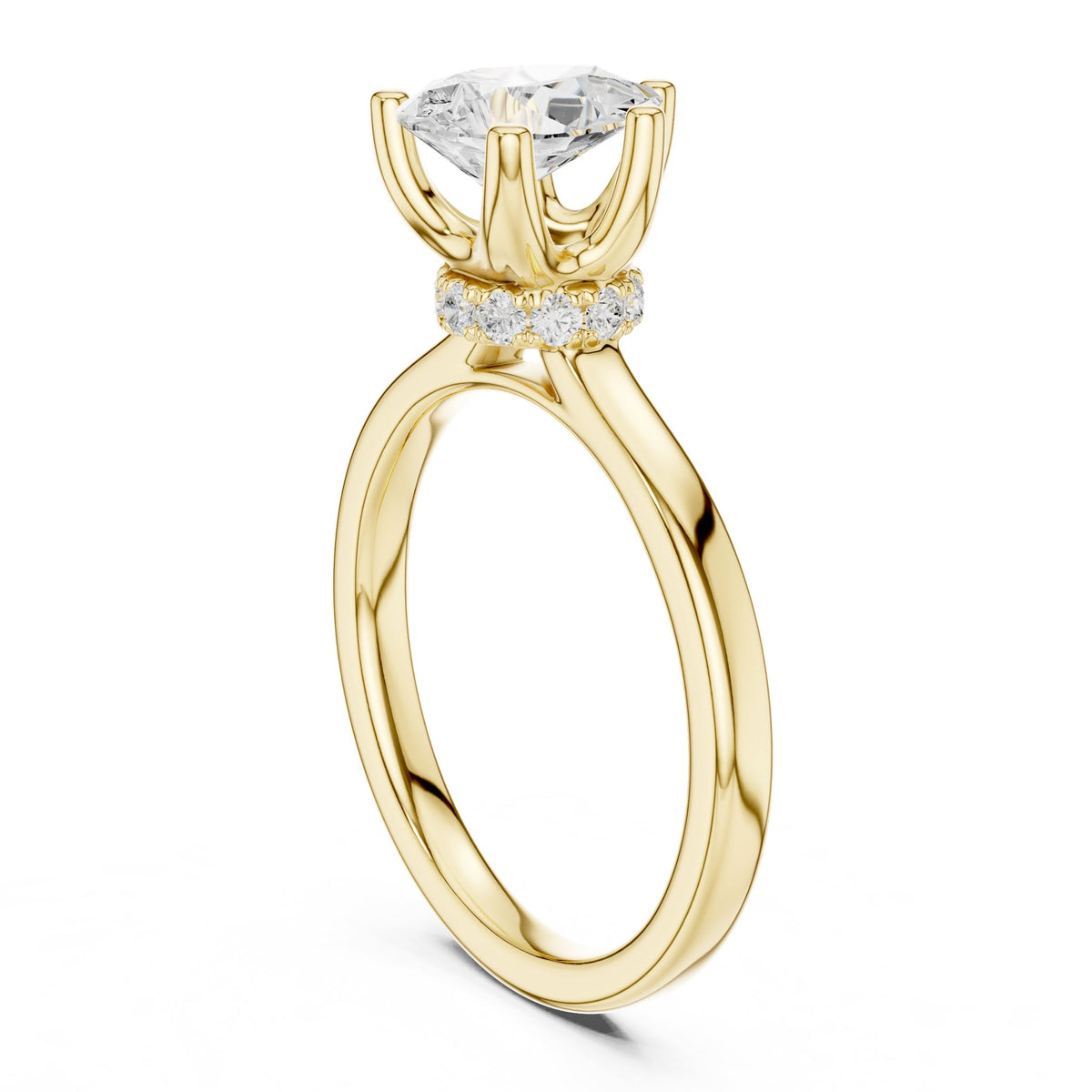 Round Hidden Halo Lab Grown Diamond Engagement Ring